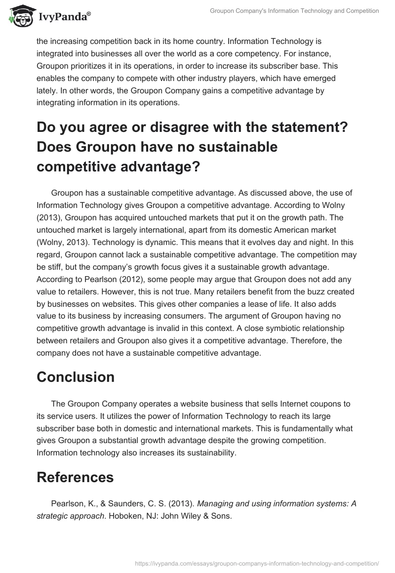 Groupon Company's Information Technology and Competition. Page 2