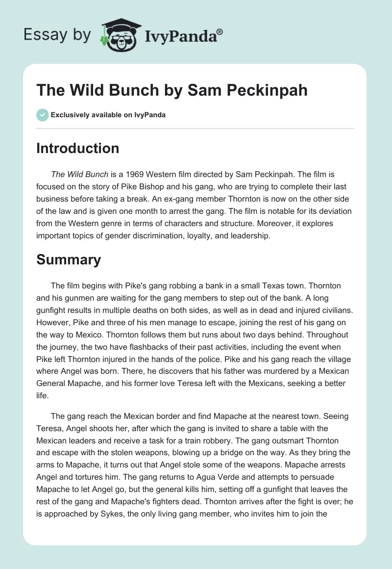 "The Wild Bunch" by Sam Peckinpah. Page 1