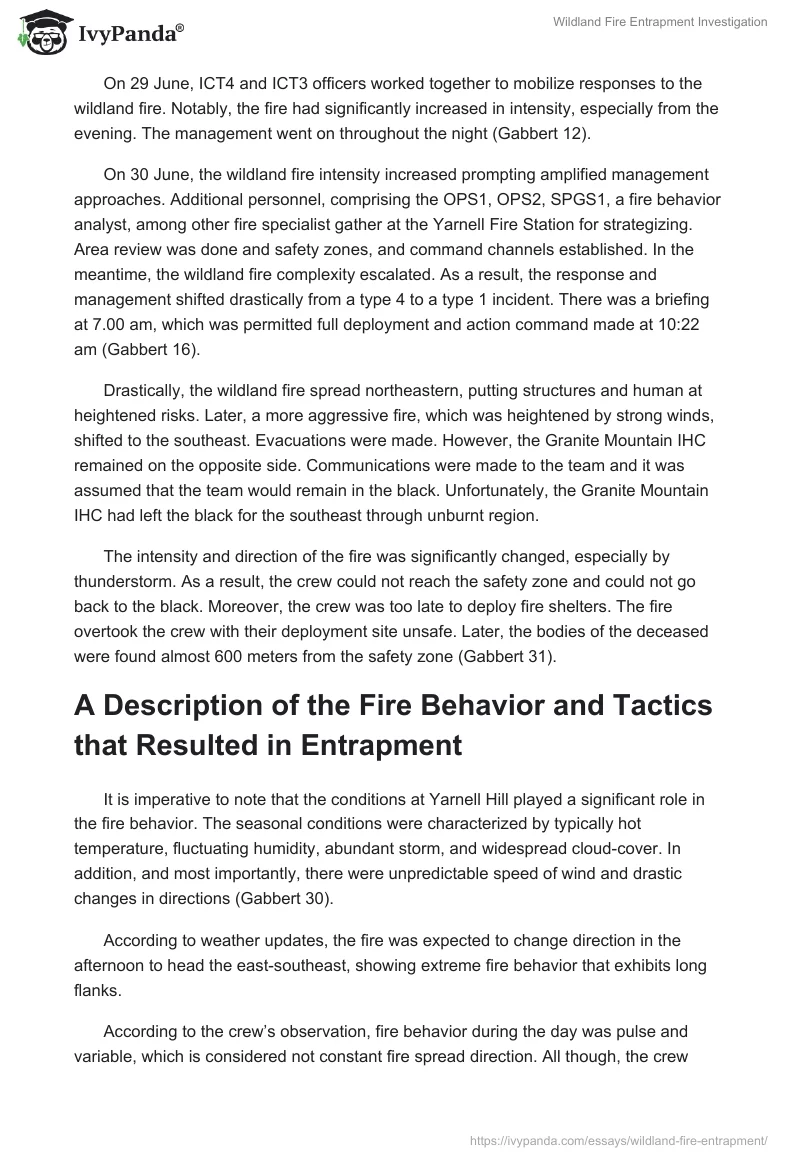 Wildland Fire Entrapment Investigation. Page 2