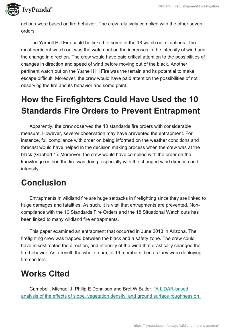 Wildland Fire Entrapment Investigation. Page 5
