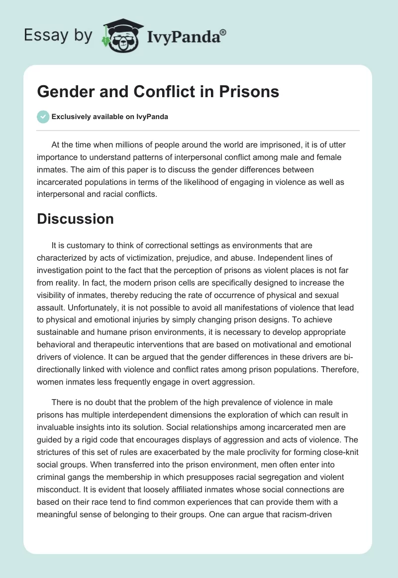 Gender and Conflict in Prisons. Page 1