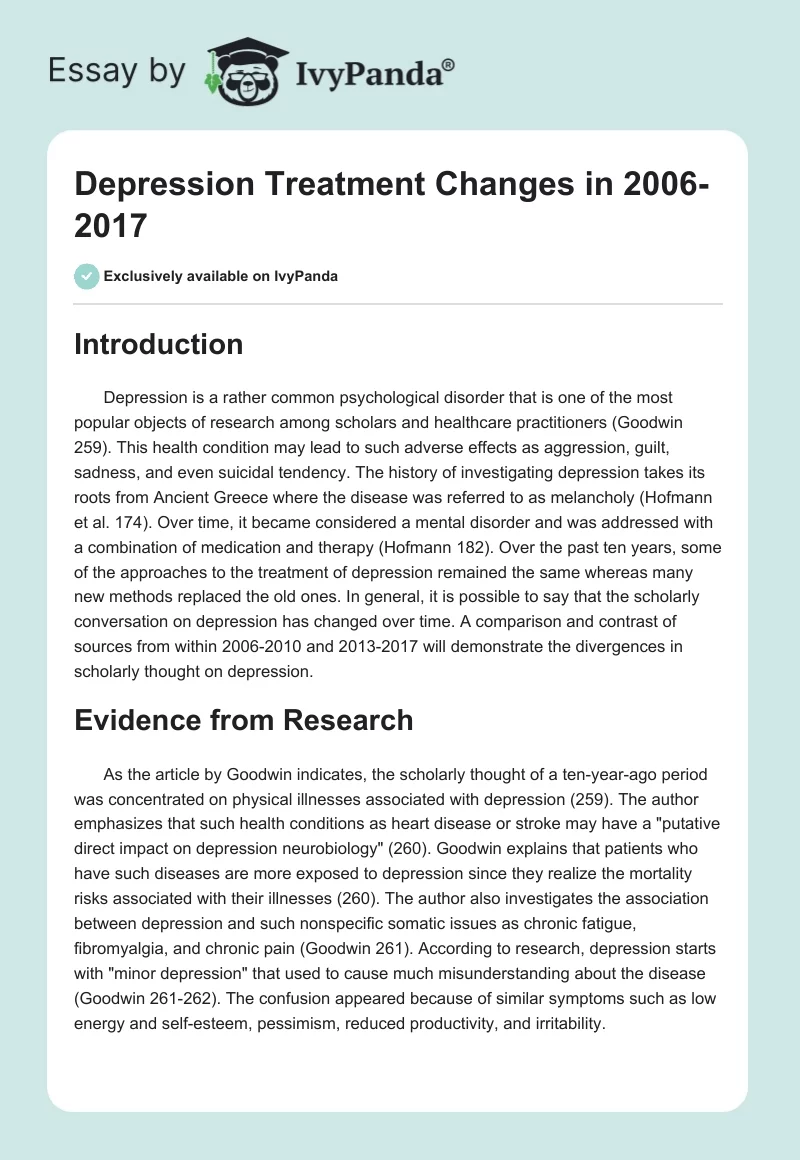 Depression Treatment Changes in 2006-2017. Page 1
