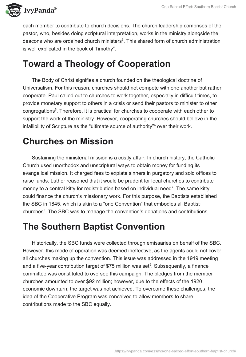 One Sacred Effort: Southern Baptist Church. Page 2