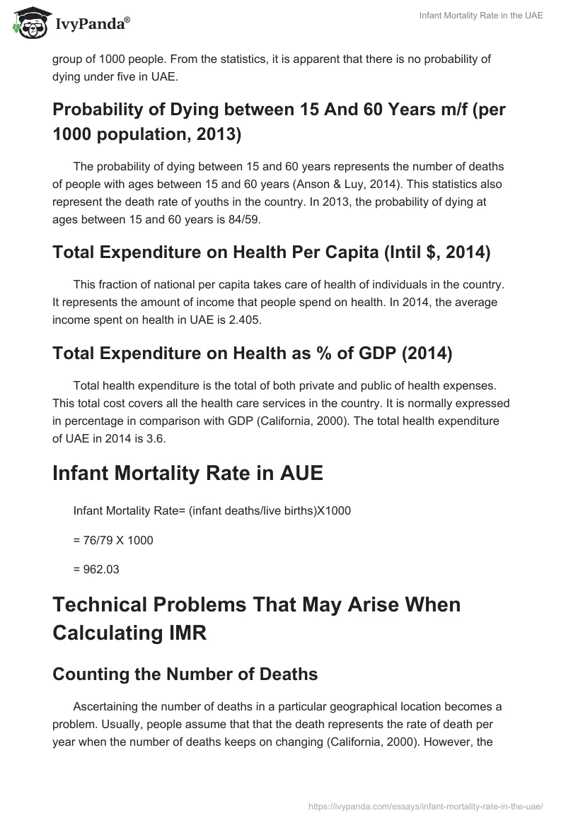 Infant Mortality Rate in the UAE. Page 2
