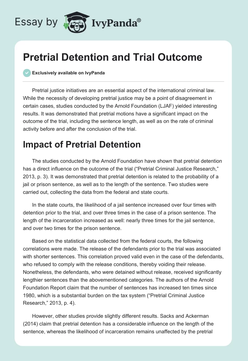 Pretrial Detention and Trial Outcome. Page 1