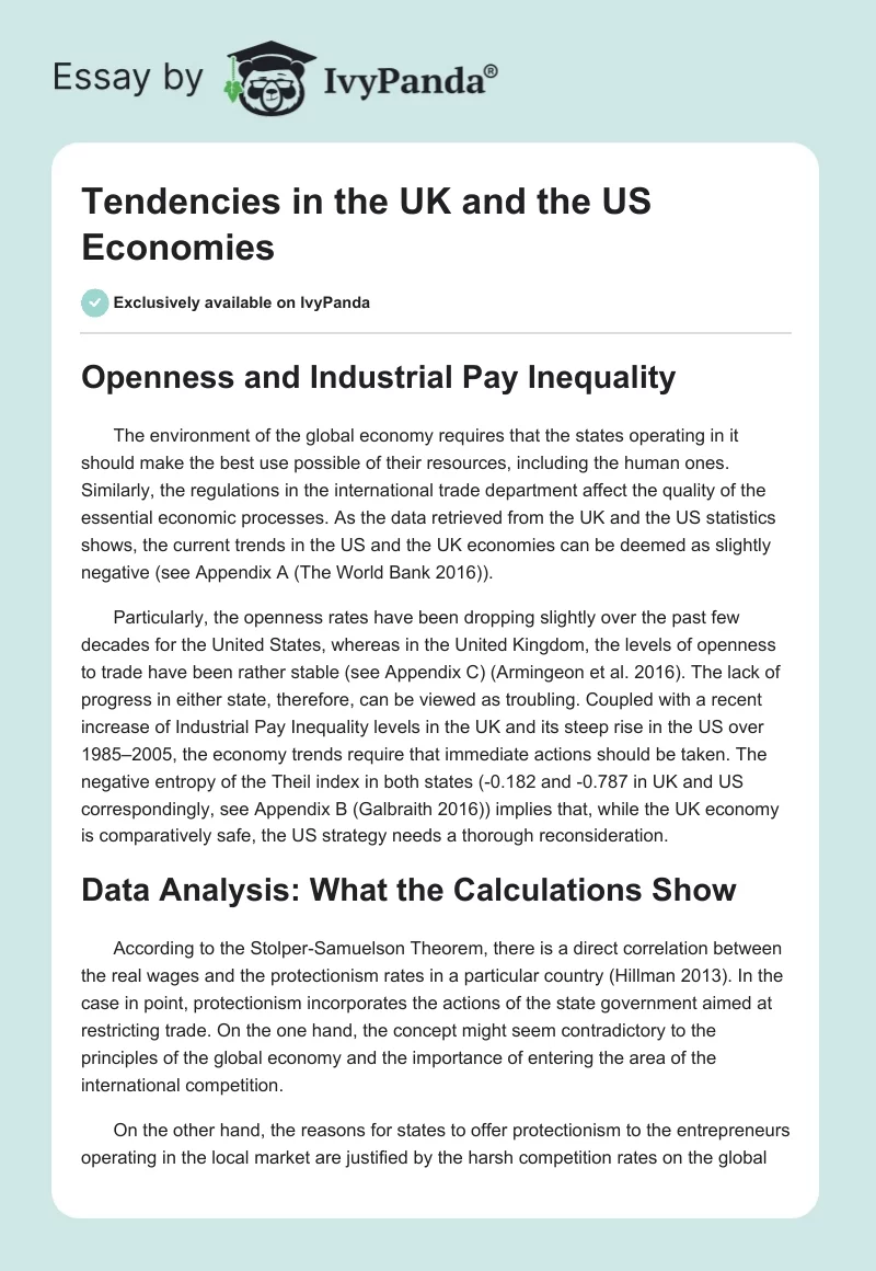 Tendencies in the UK and the US Economies. Page 1