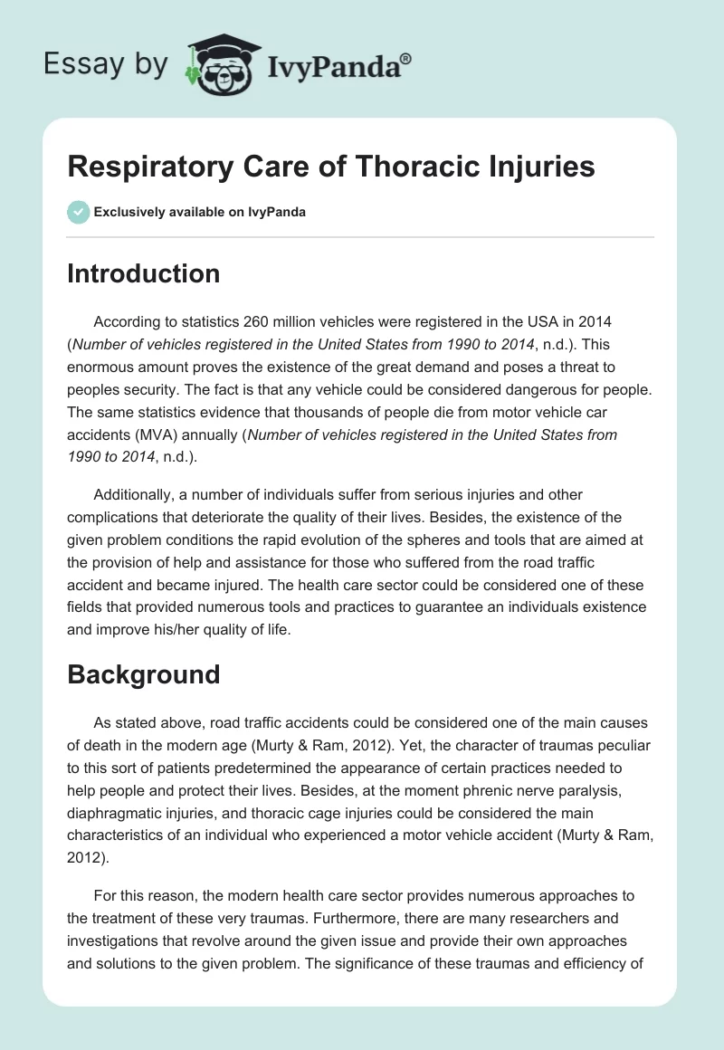 Respiratory Care of Thoracic Injuries. Page 1
