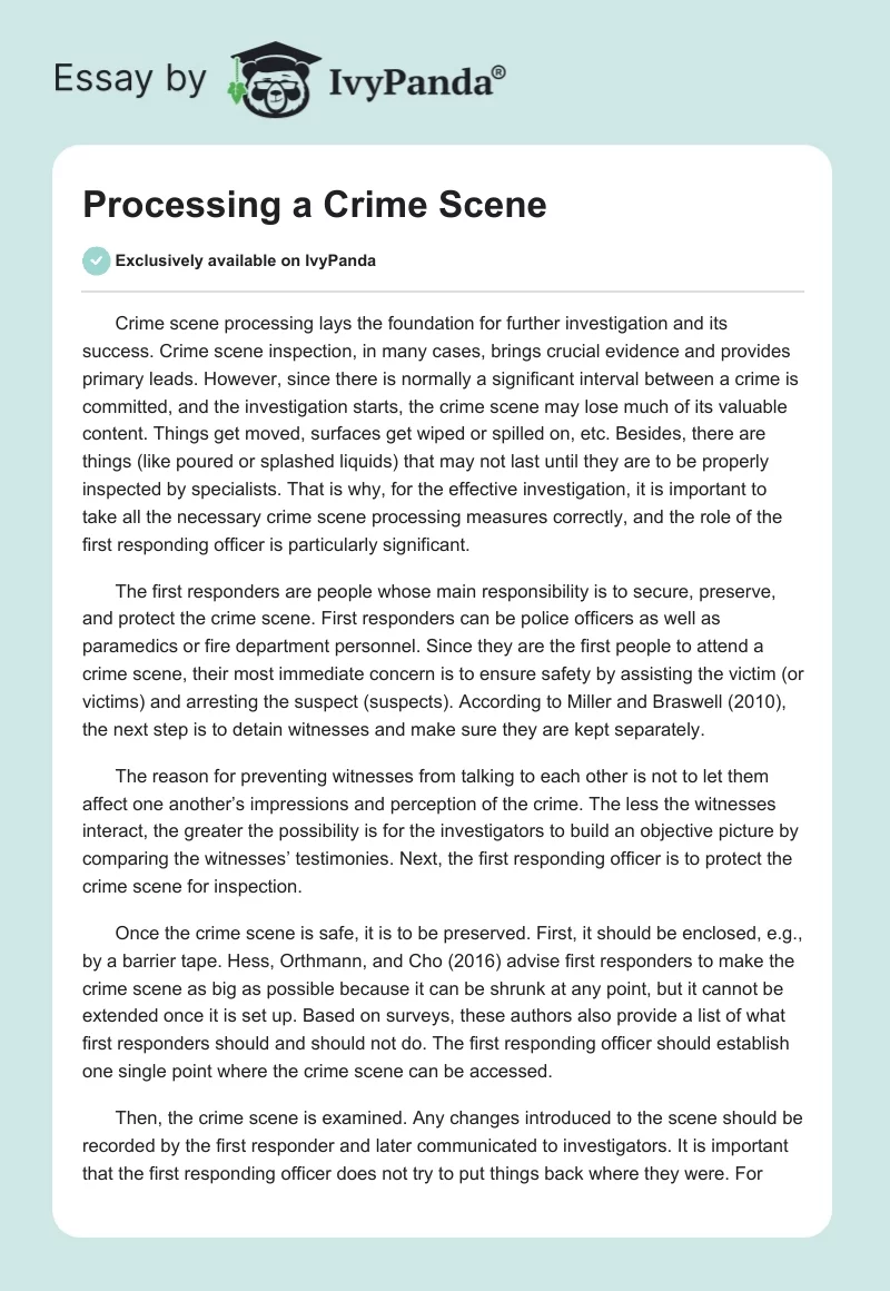 Processing a Crime Scene. Page 1