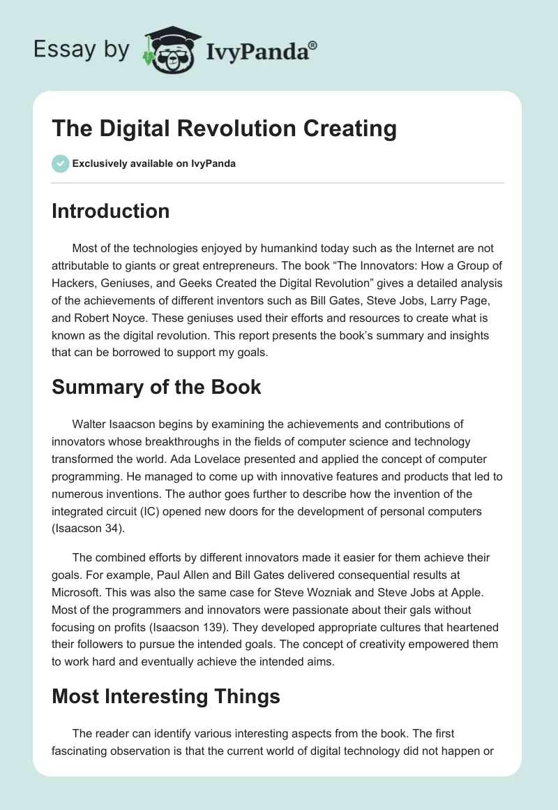 The Digital Revolution Creating. Page 1
