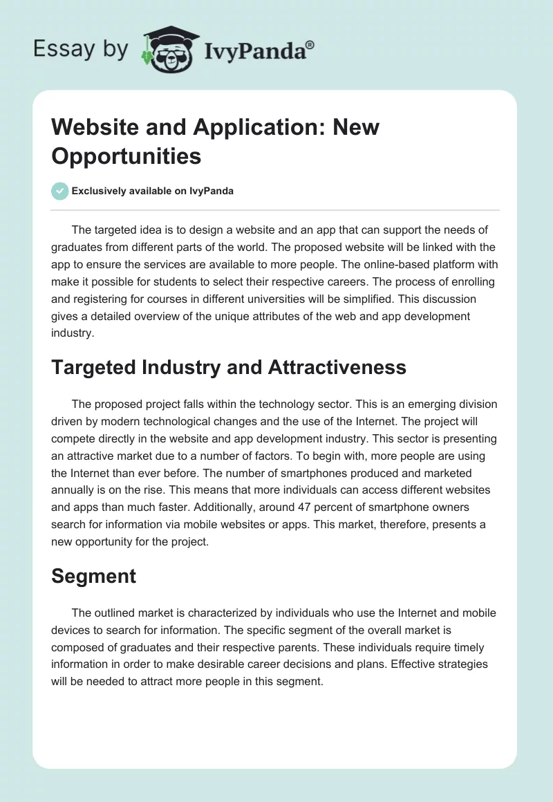 Website and Application: New Opportunities. Page 1