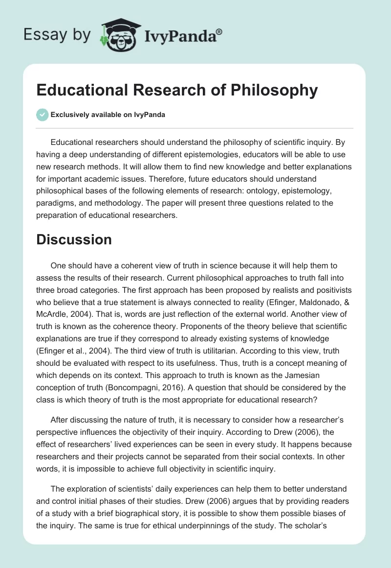 Educational Research of Philosophy. Page 1