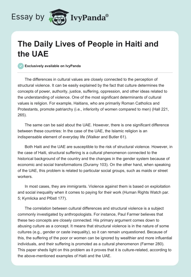 The Daily Lives of People in Haiti and the UAE. Page 1