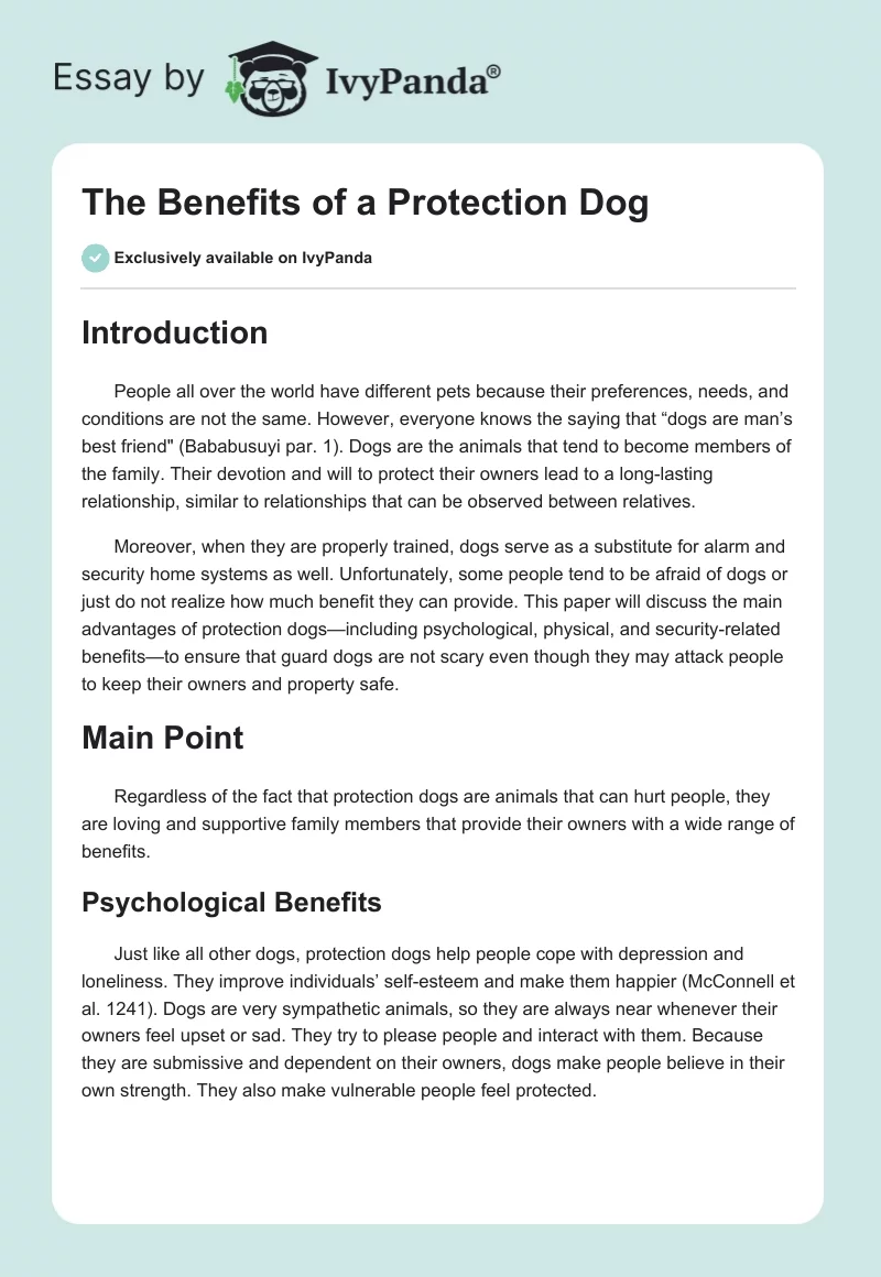 The Benefits of a Protection Dog. Page 1