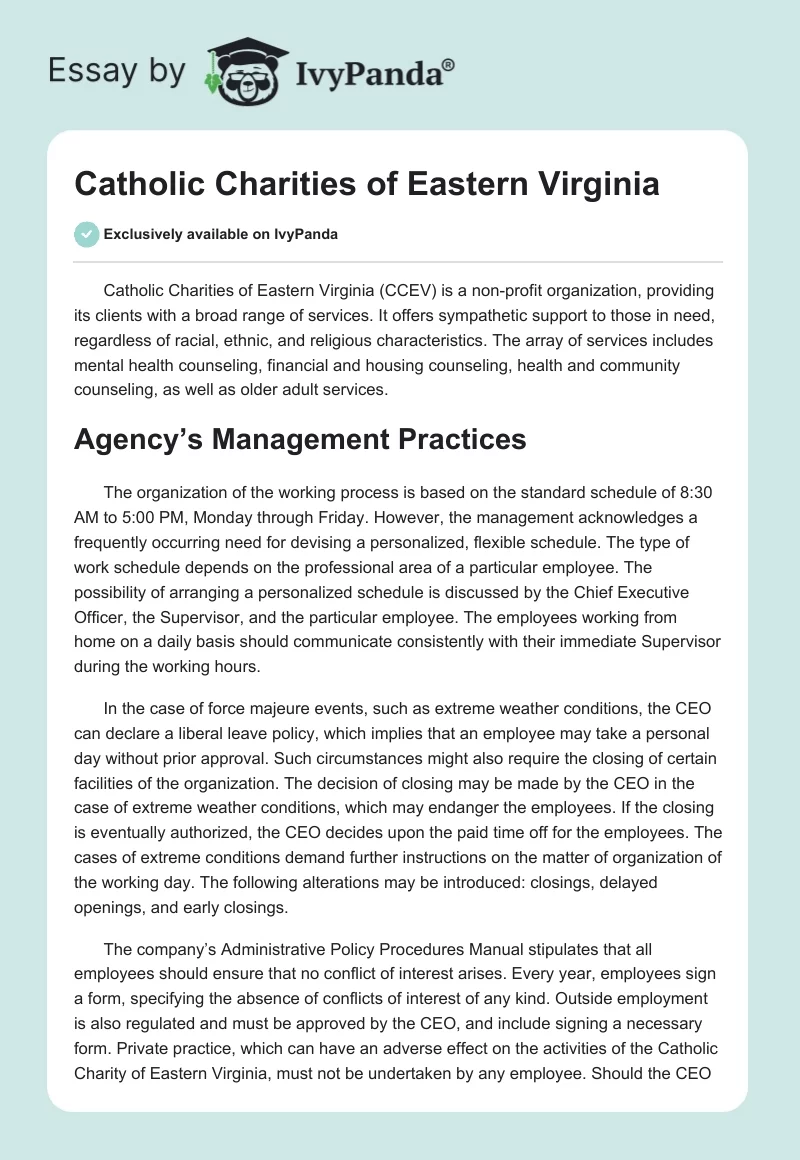Catholic Charities of Eastern Virginia. Page 1
