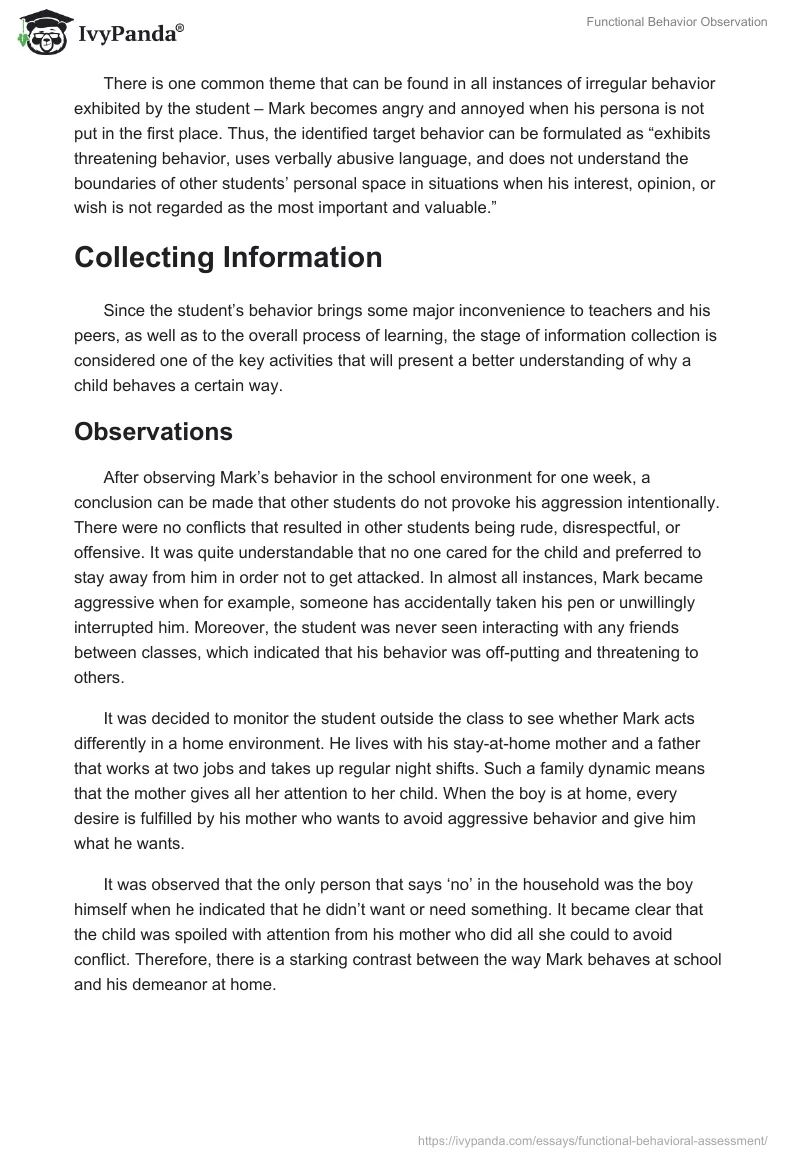 Functional Behavior Observation. Page 2