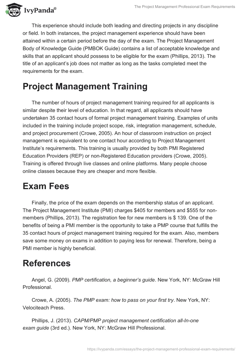 The Project Management Professional Exam Requirements. Page 2