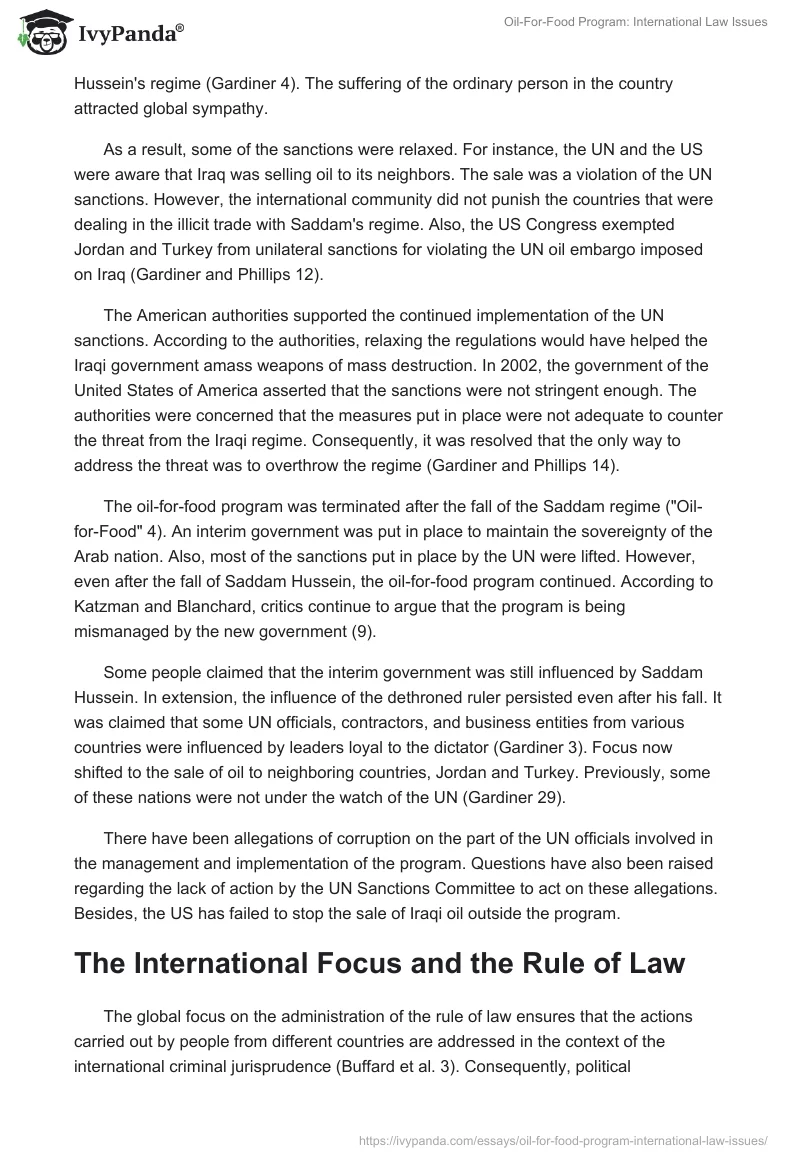 Oil-For-Food Program: International Law Issues. Page 2