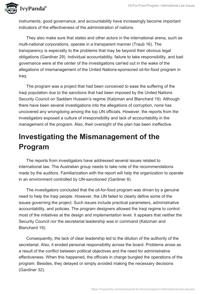 Oil-For-Food Program: International Law Issues. Page 3