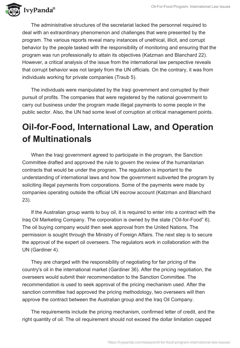 Oil-For-Food Program: International Law Issues. Page 4