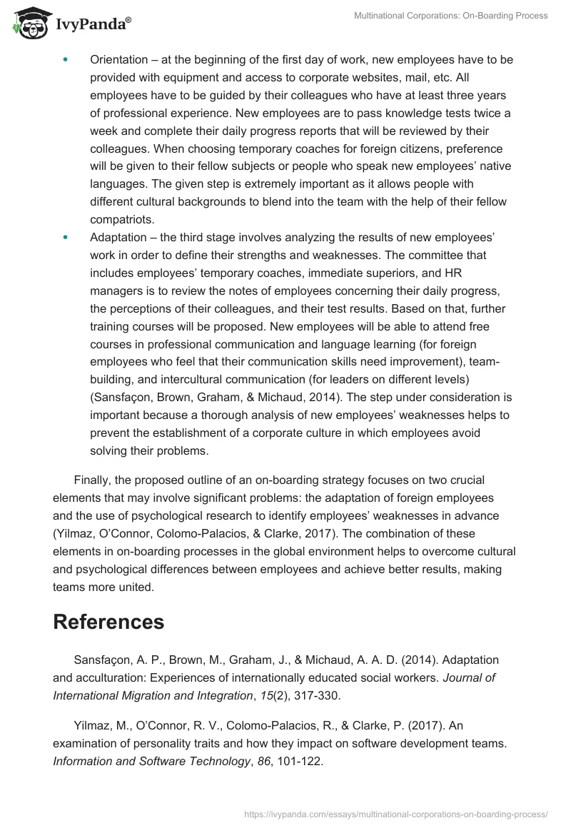 Multinational Corporations: On-Boarding Process. Page 2
