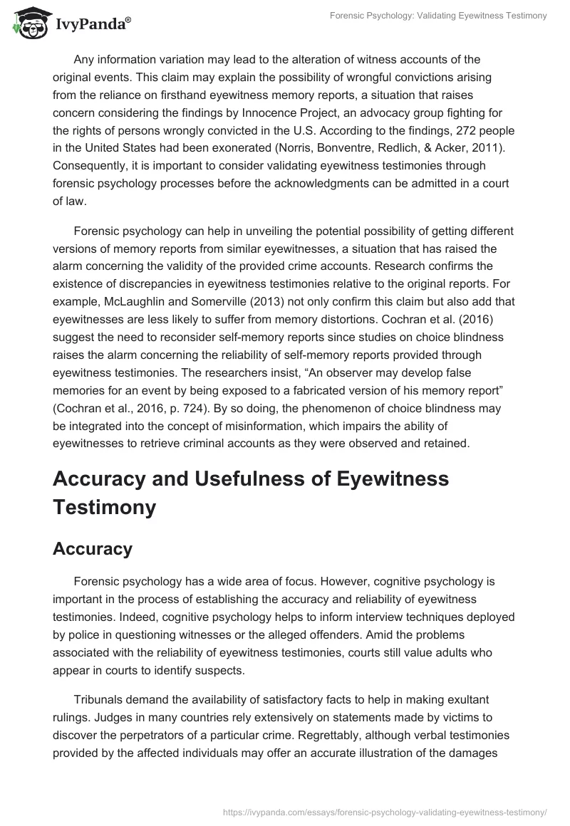 Forensic Psychology: Validating Eyewitness Testimony. Page 4