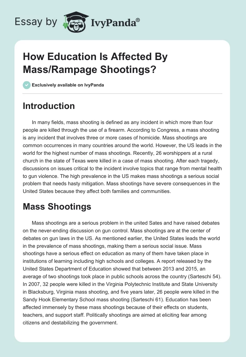 How Education Is Affected By Mass/Rampage Shootings?. Page 1