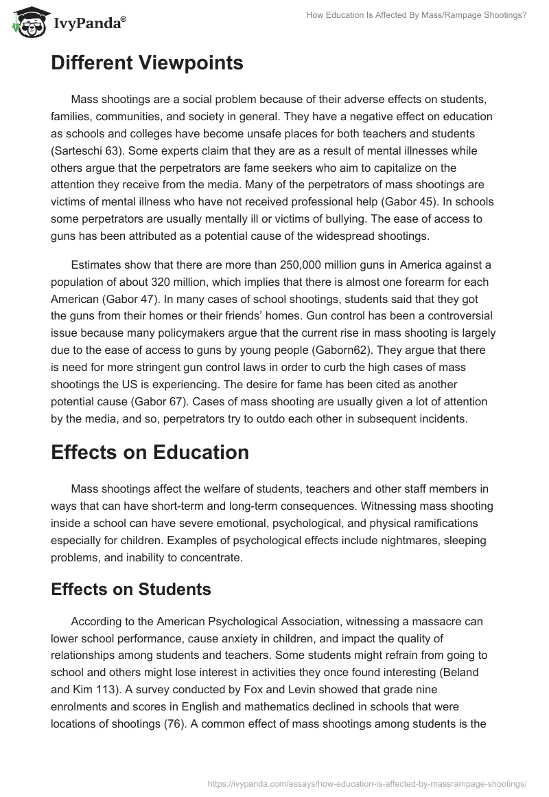 How Education Is Affected By Mass/Rampage Shootings?. Page 2