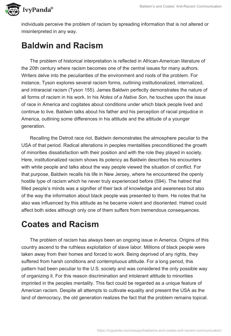 Baldwin’s and Coates’ Anti-Racism Communication. Page 2