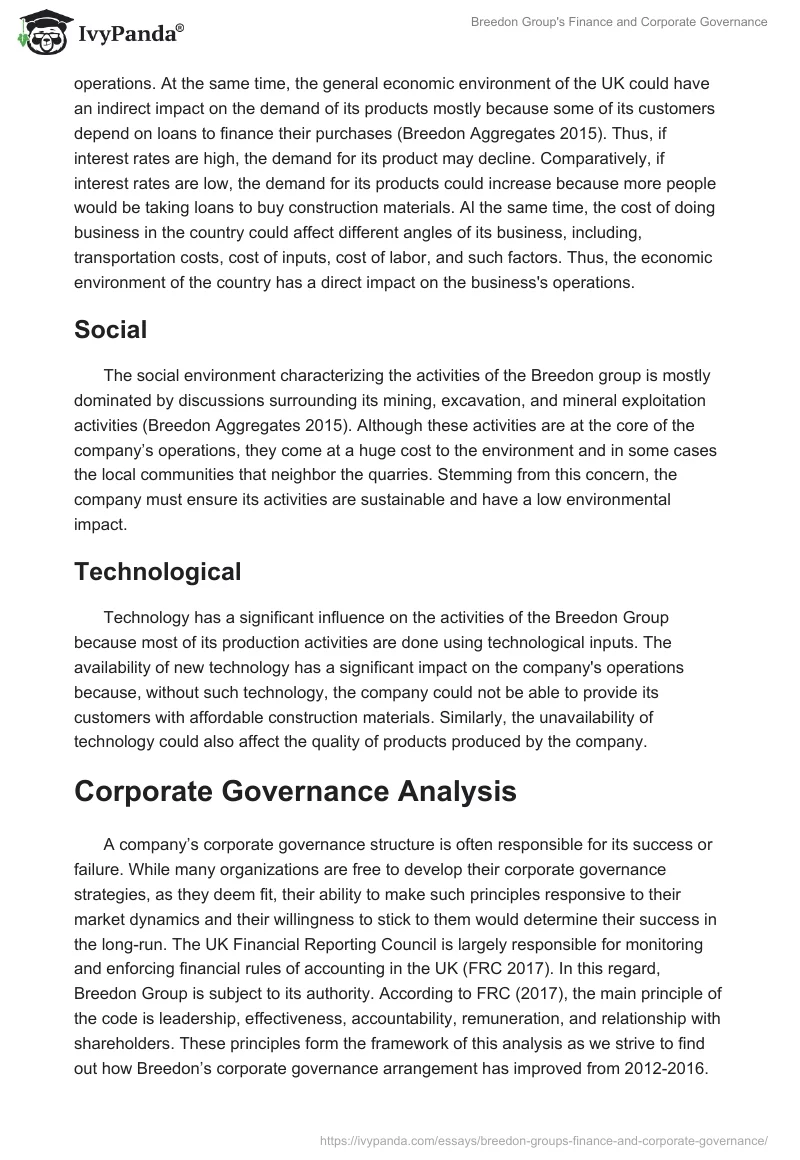 Breedon Group's Finance and Corporate Governance. Page 5