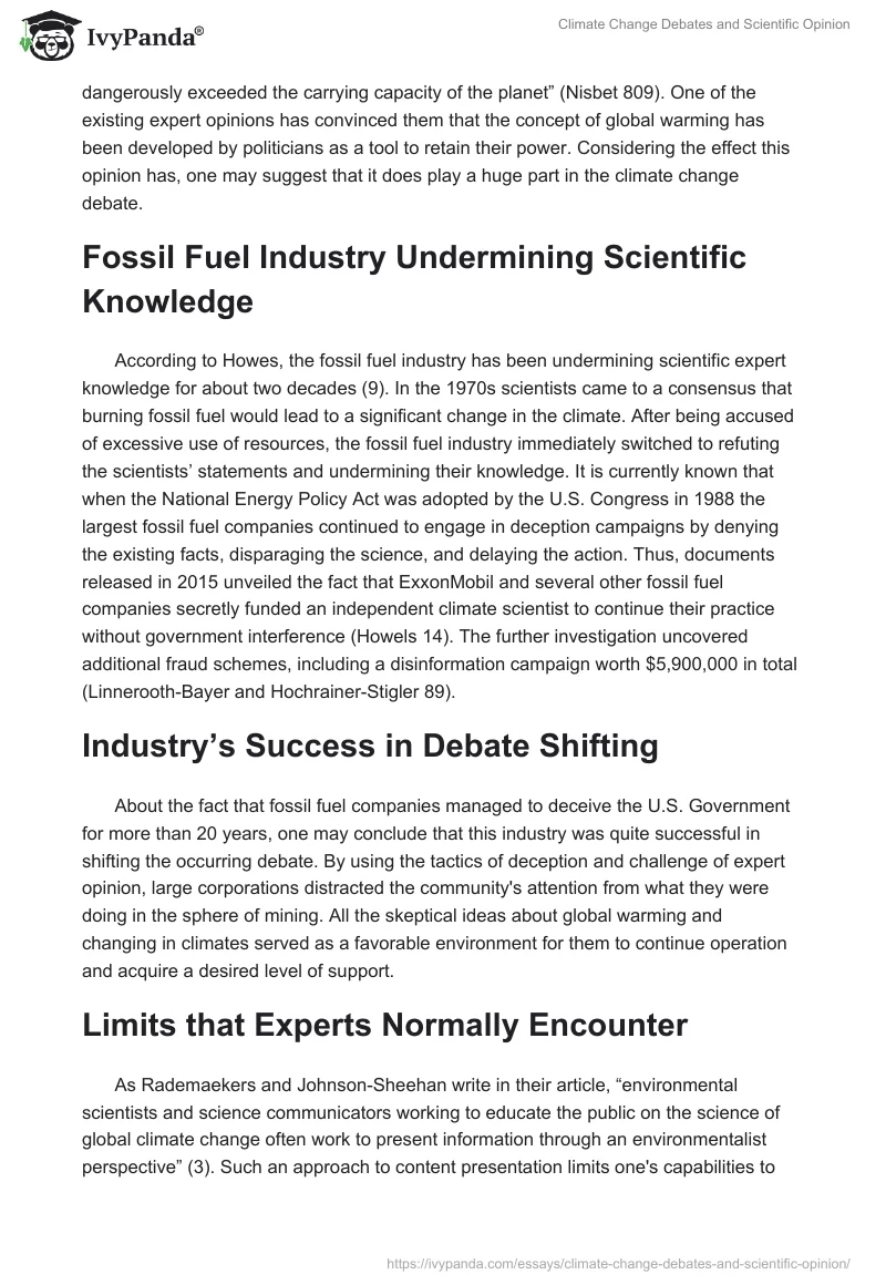 Climate Change Debates and Scientific Opinion. Page 2