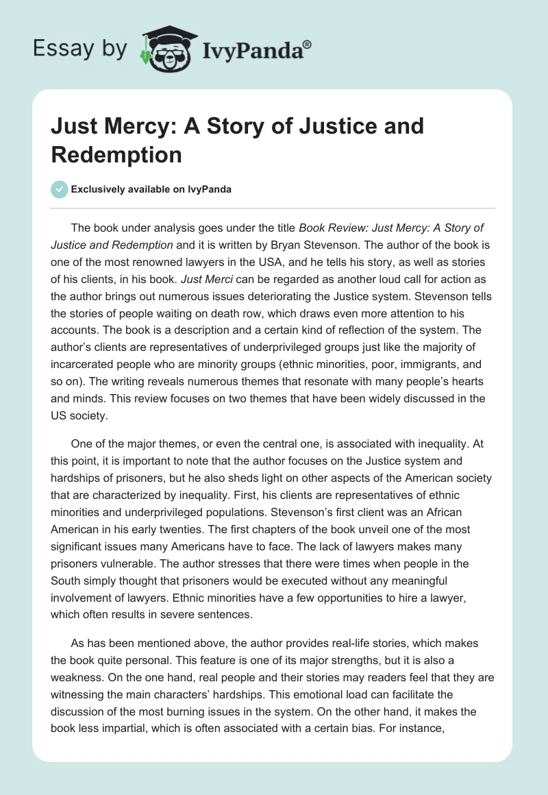 Just Mercy: A Story of Justice and Redemption. Page 1