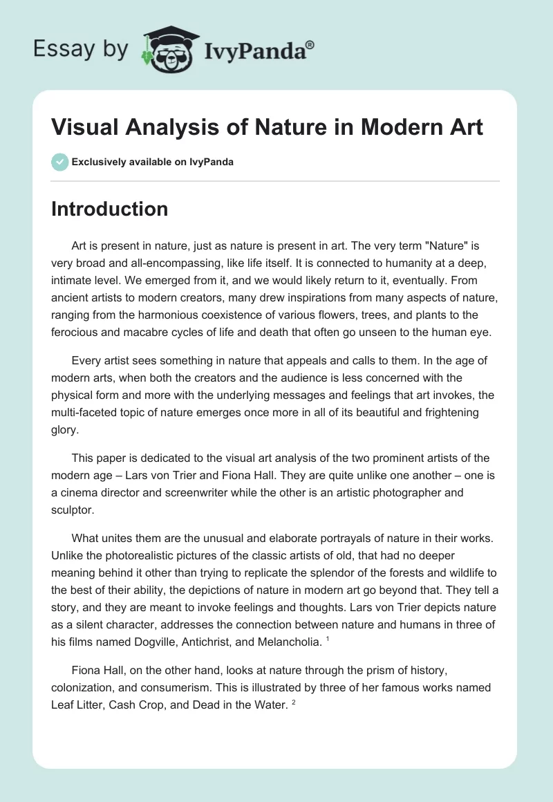 Visual Analysis of Nature in Modern Art. Page 1