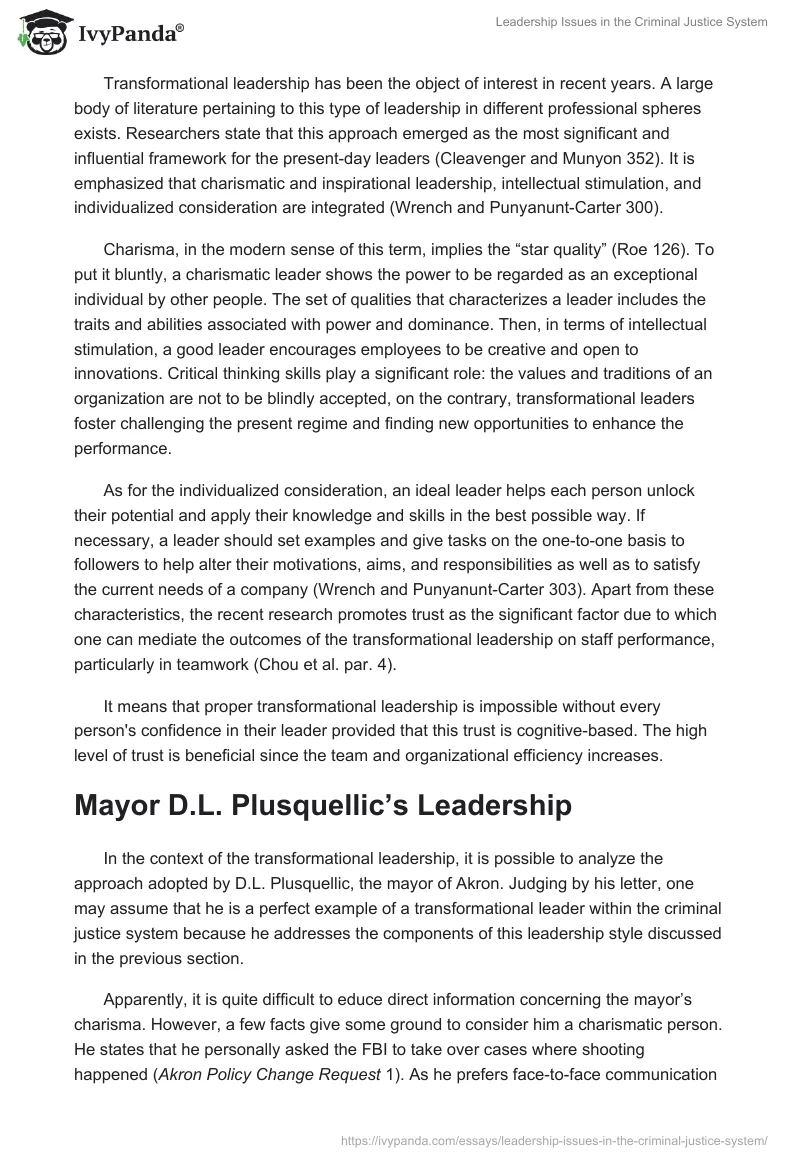 Leadership Issues in the Criminal Justice System. Page 2