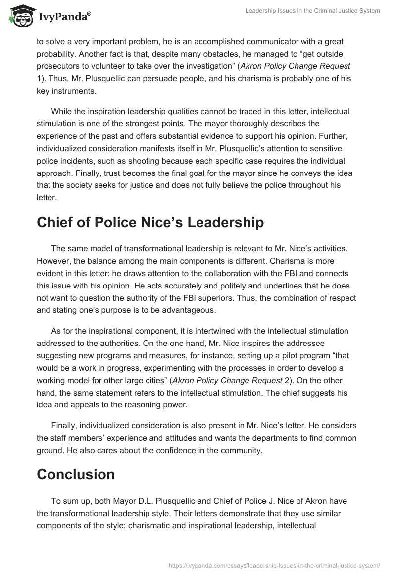 Leadership Issues in the Criminal Justice System. Page 3