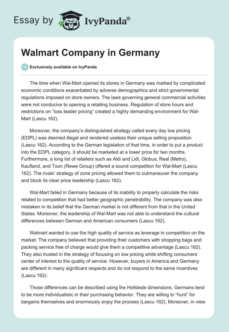 Walmart Company in Germany. Page 1