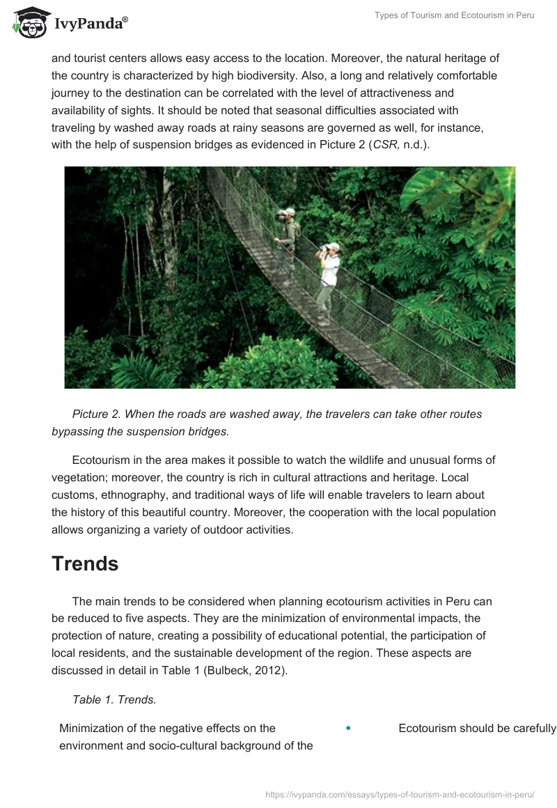 Types of Tourism and Ecotourism in Peru. Page 5