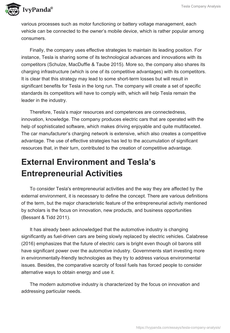 Tesla Company Analysis. Page 2