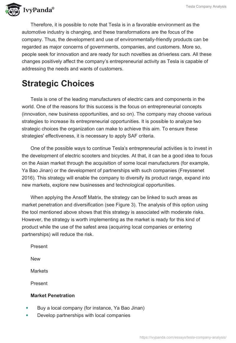 Tesla Company Analysis. Page 5