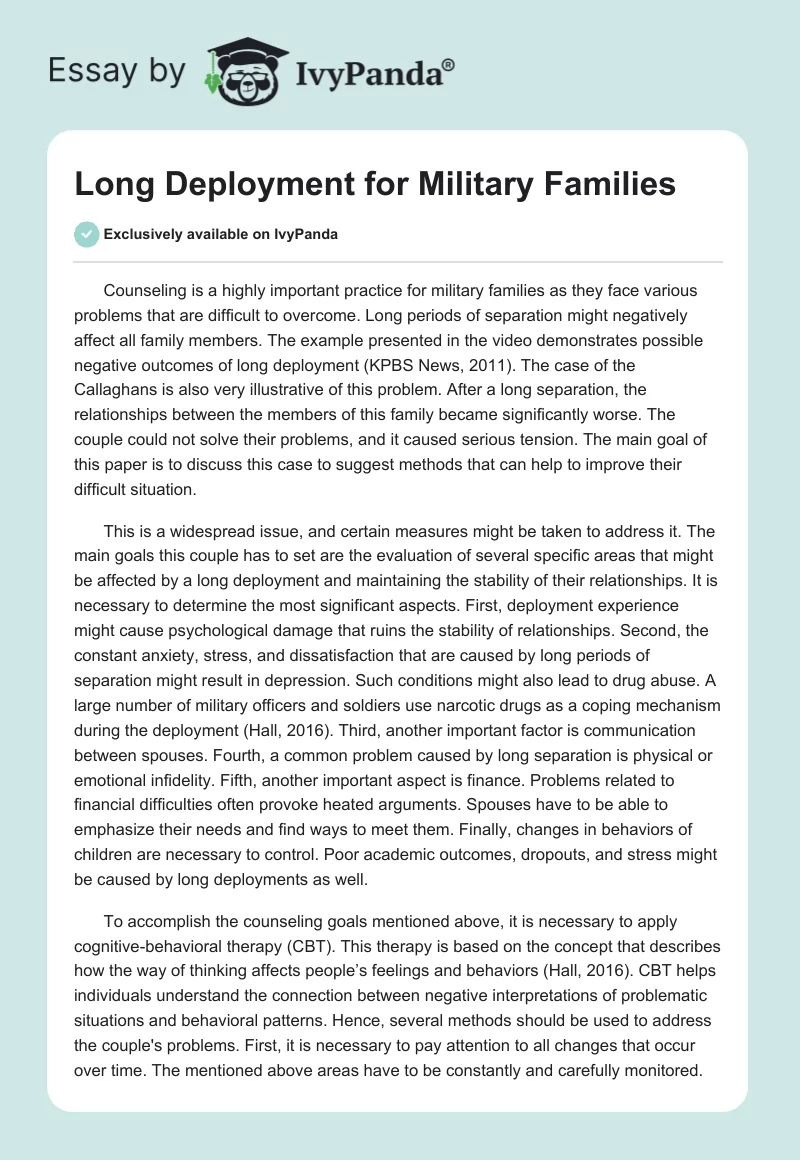 Long Deployment for Military Families. Page 1