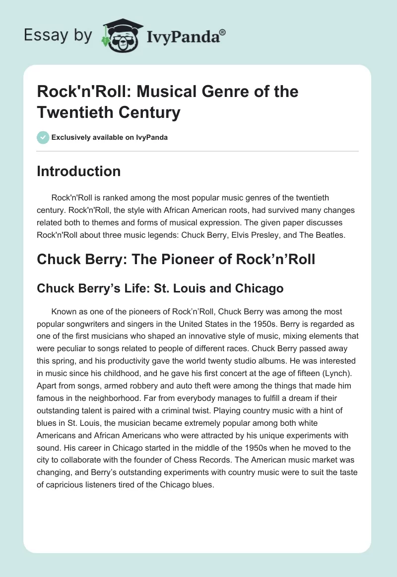 Rock'n'Roll: Musical Genre of the Twentieth Century. Page 1