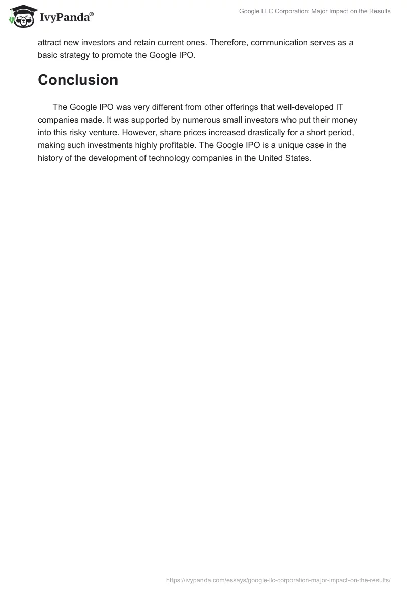 Google LLC Corporation: Major Impact on the Results. Page 3