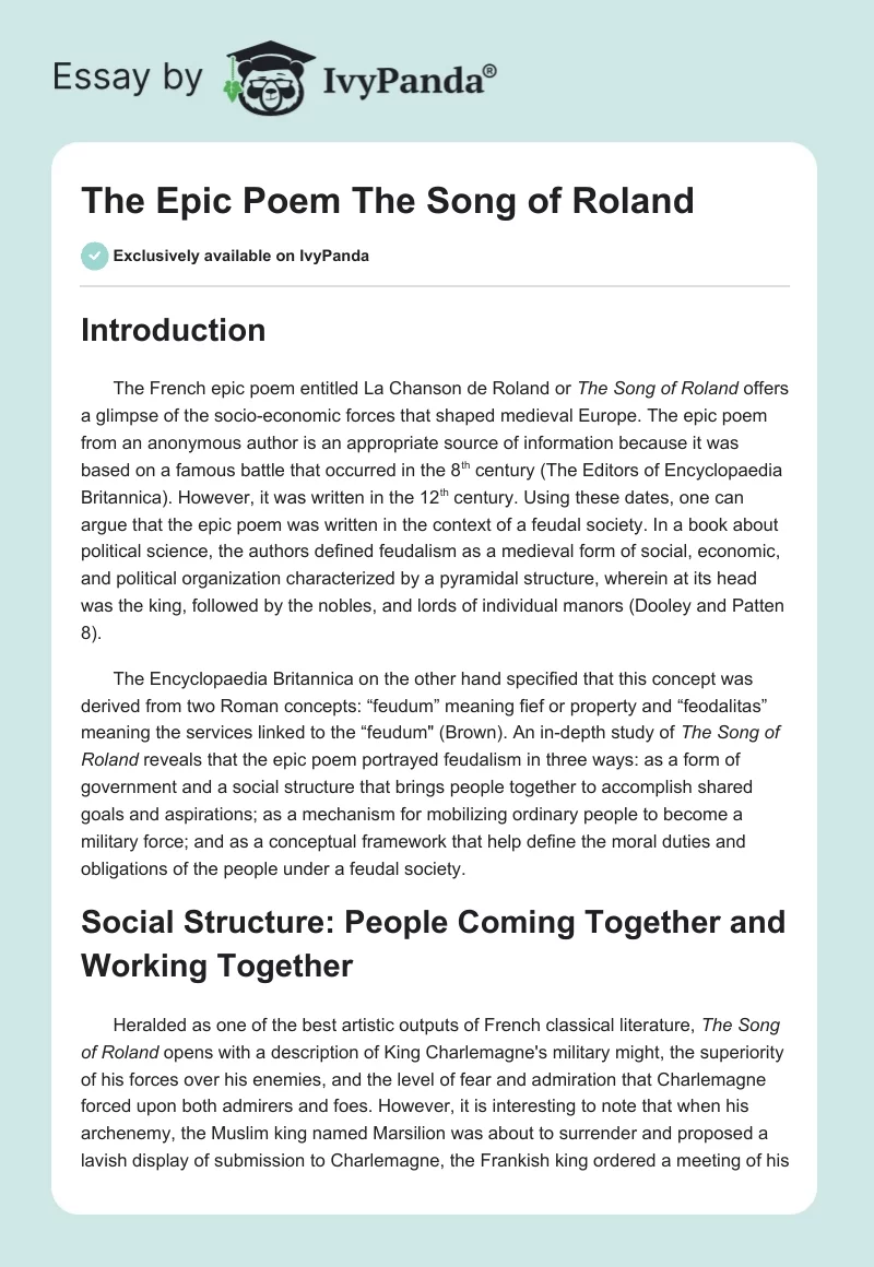 The Epic Poem "The Song of Roland". Page 1