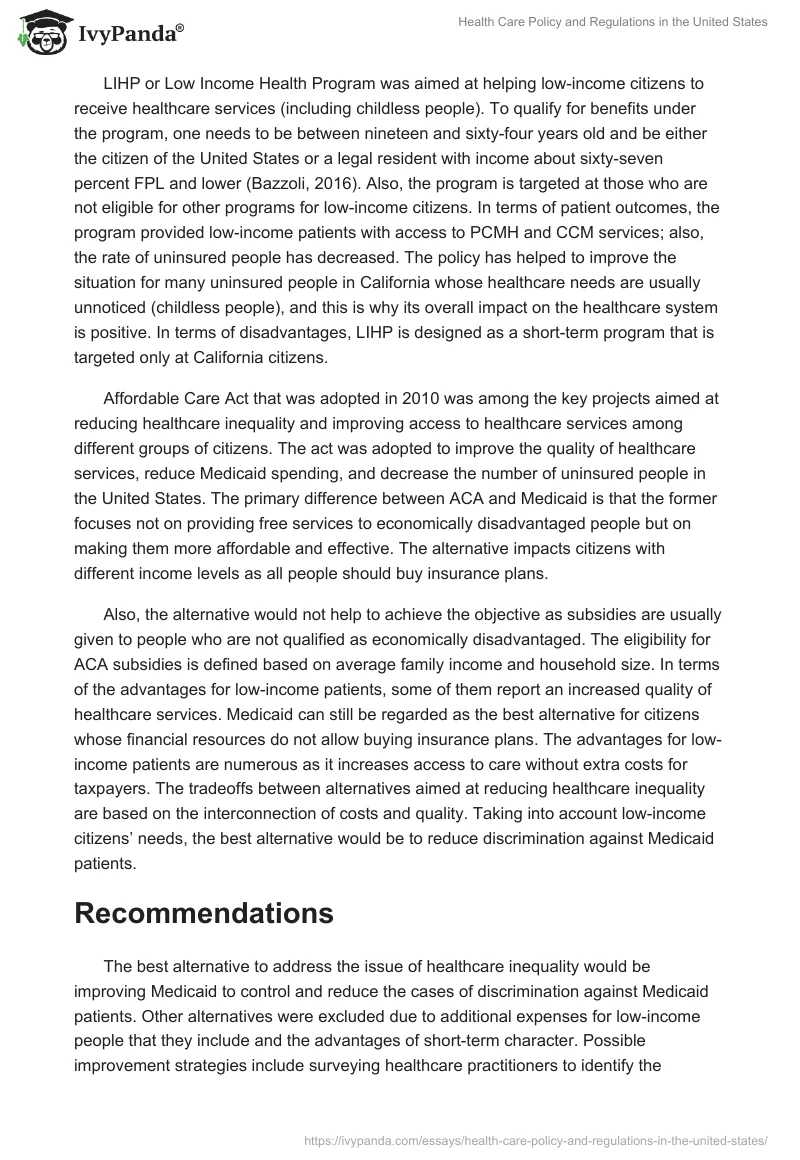 Health Care Policy and Regulations in the United States. Page 3