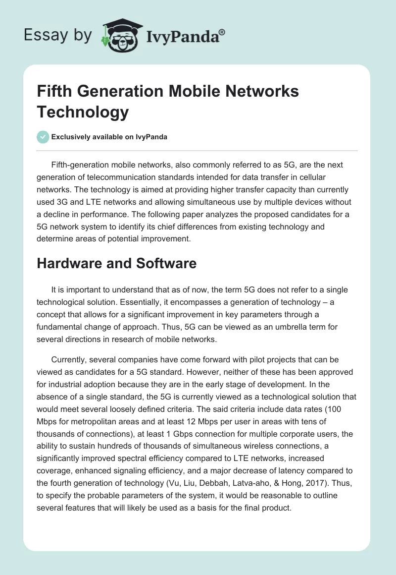 Fifth Generation Mobile Networks Technology. Page 1
