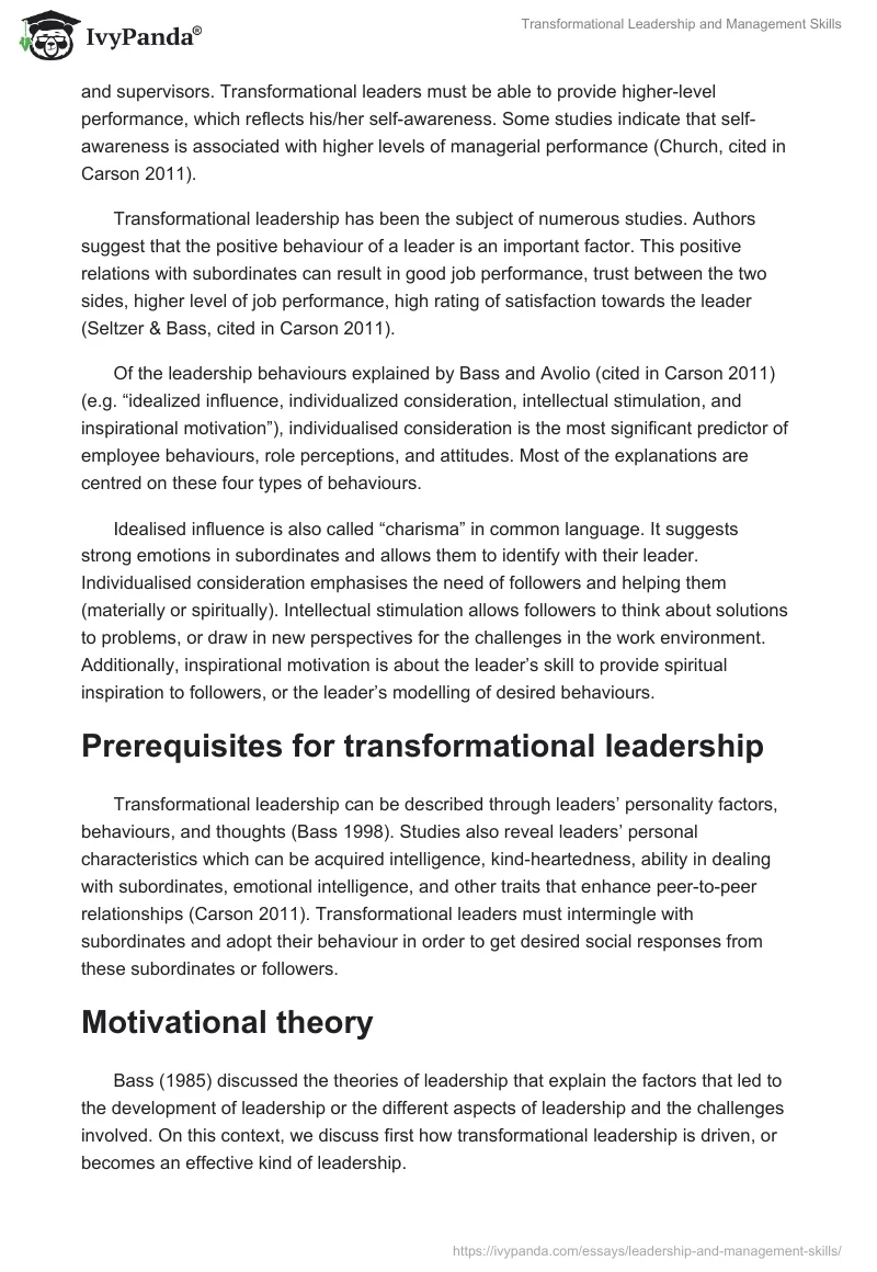 Transformational Leadership and Management Skills. Page 4