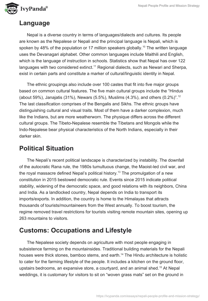 Nepali People Profile and Mission Strategy. Page 3