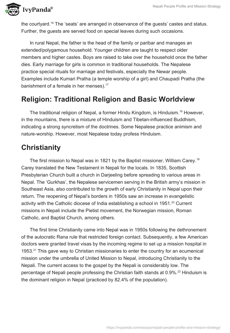 Nepali People Profile and Mission Strategy. Page 4