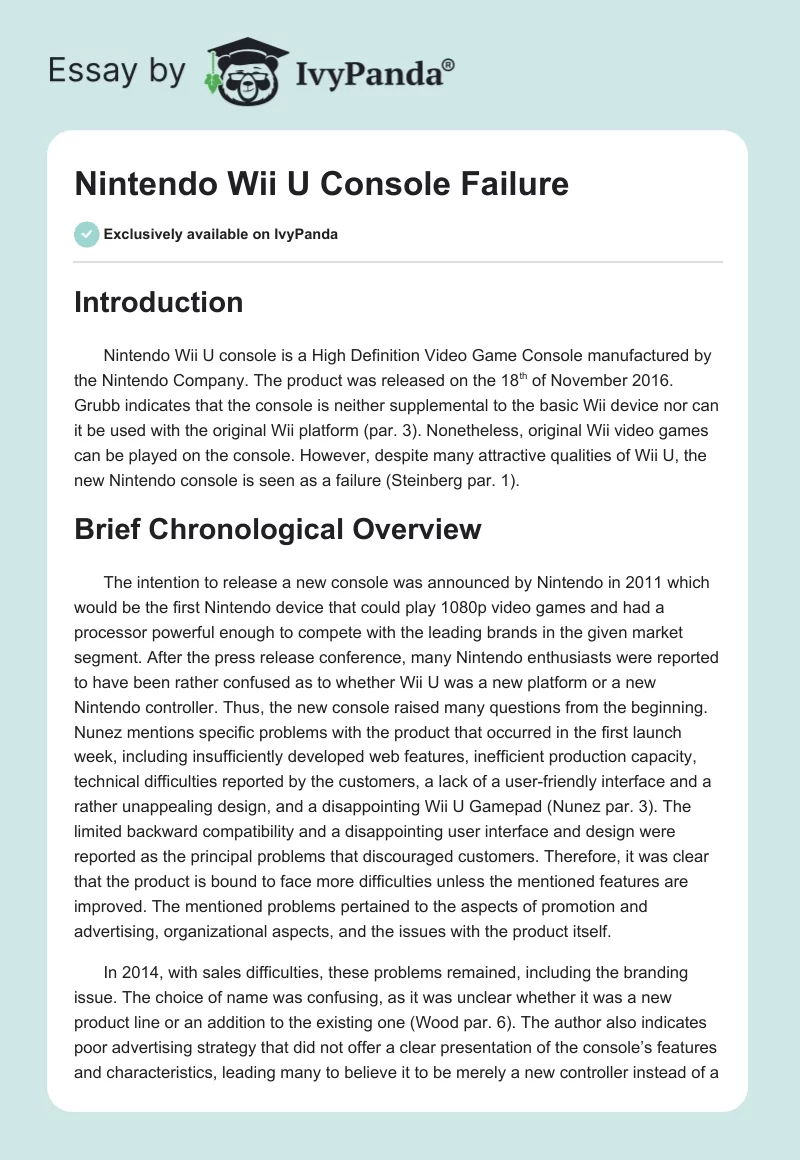 Nintendo Wii U Console Failure. Page 1