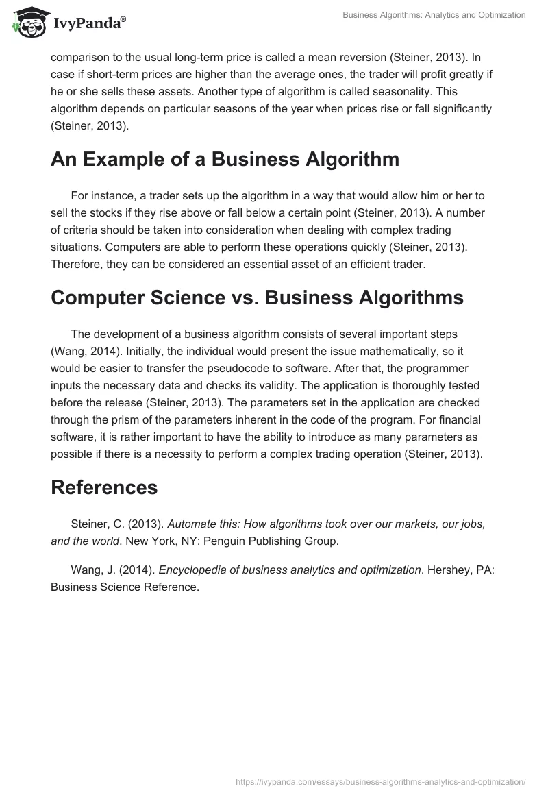 Business Algorithms: Analytics and Optimization. Page 2