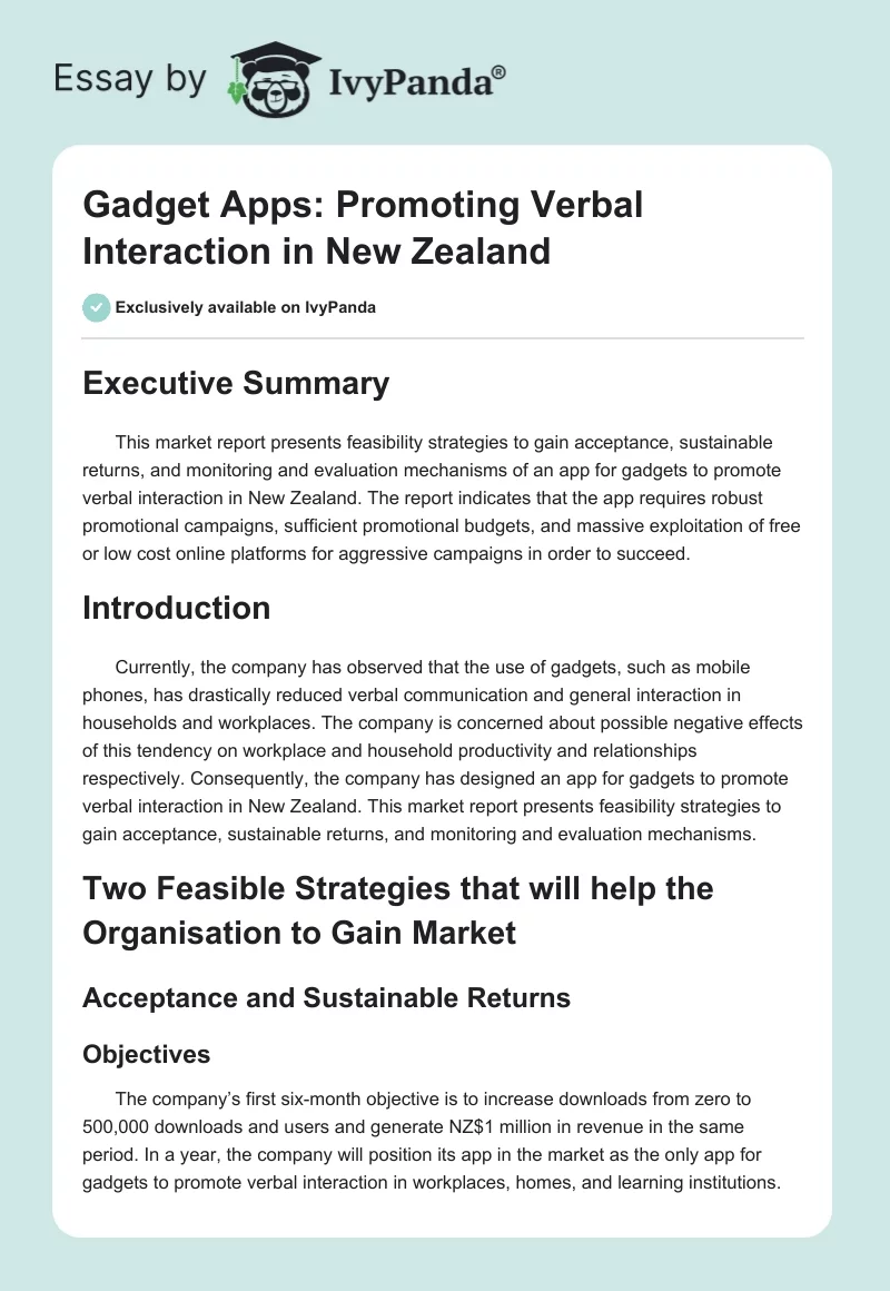 Gadget Apps: Promoting Verbal Interaction in New Zealand. Page 1